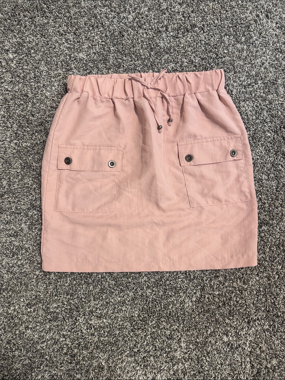 Iz Byer Blush Pink Drawstring Utility Mini Skirt
